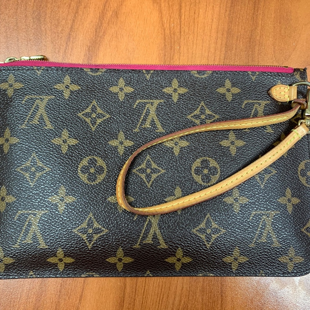 Authentic Louis Vuitton Neverfull Pochette red